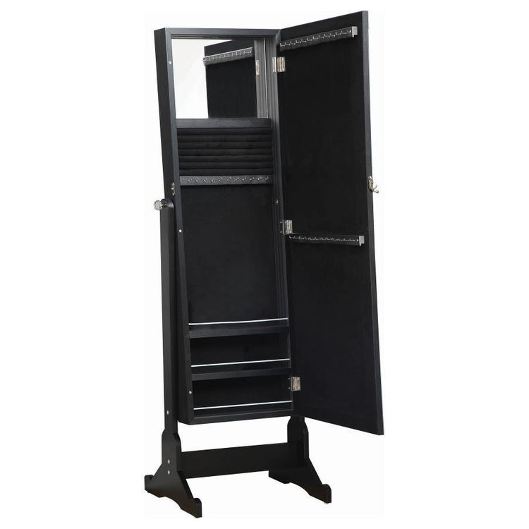 CoasterEssence - Cortez - Storage Jewelry Cheval Mirror - Black - 5th Avenue Furniture