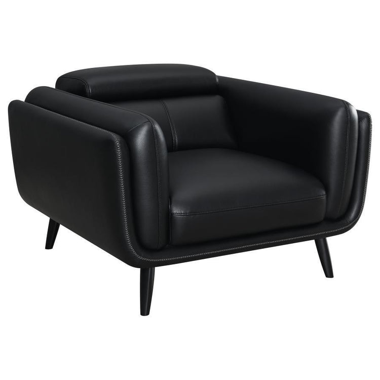 CoasterEssence - Shania - Track Arms Chair With Tapered Legs - Black - 5th Avenue Furniture