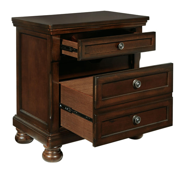 Ashley Furniture - Porter - Dark Brown - Two Drawer Night Stand - 5th Avenue Furniture