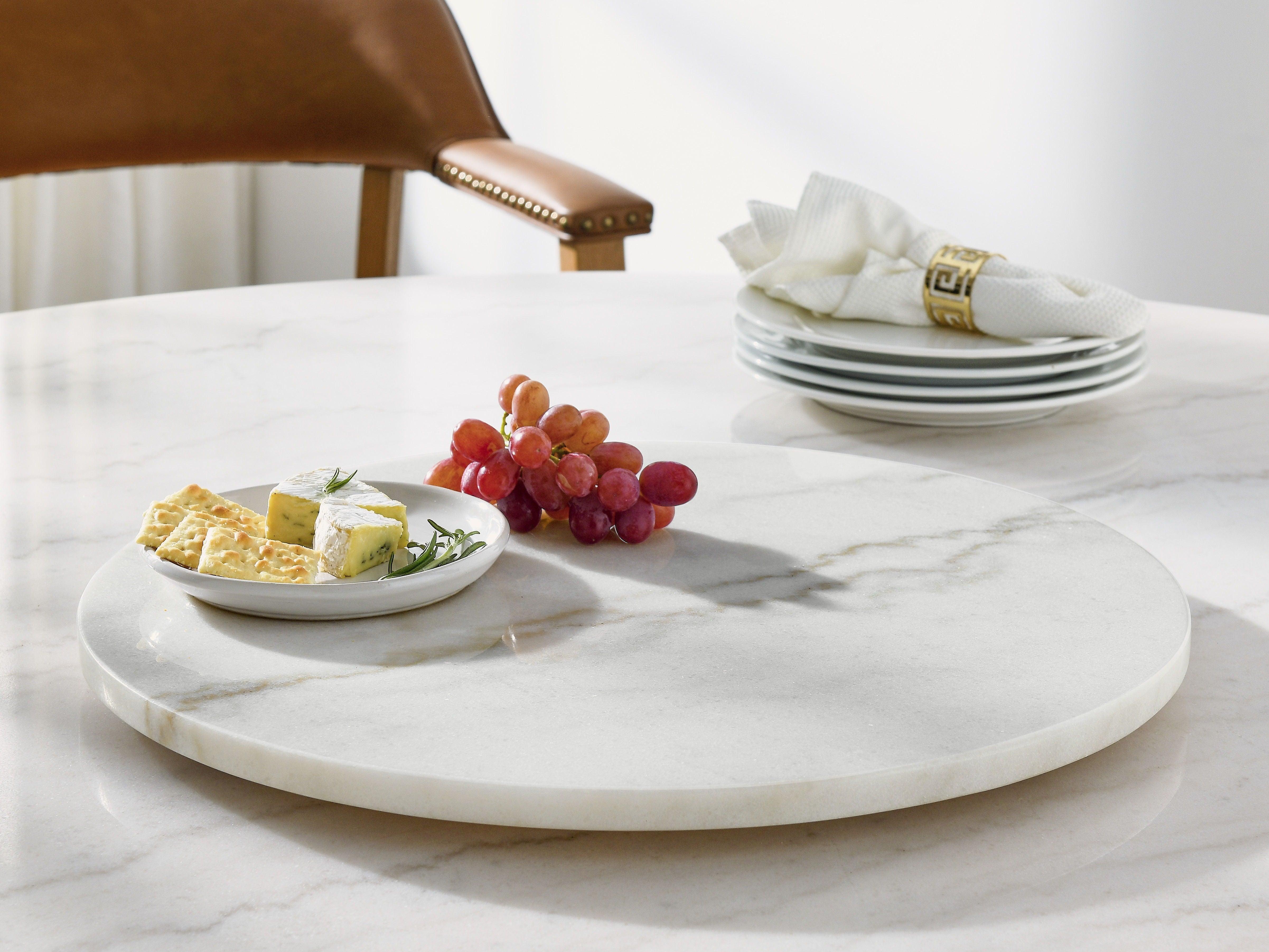 Steve Silver Furniture - Arken - White Marble Lazy Susan - White - 5th Avenue Furniture