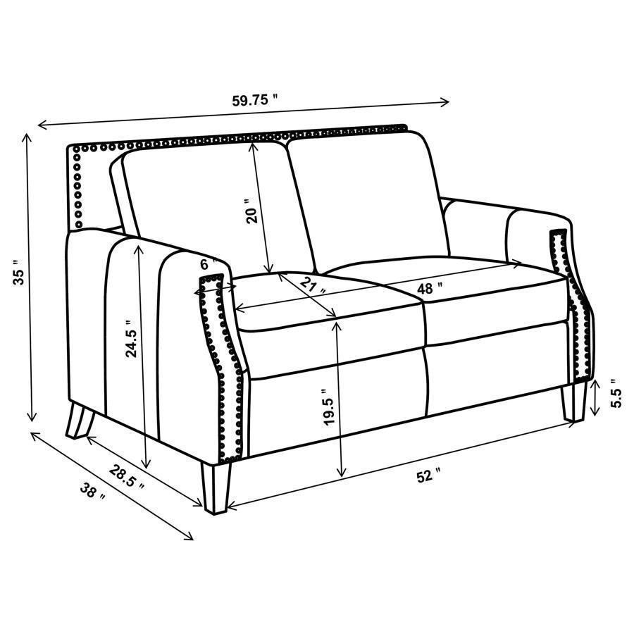 CoasterElevations - Leaton - Upholstered Recessed Arms Loveseat - Brown Sugar - 5th Avenue Furniture