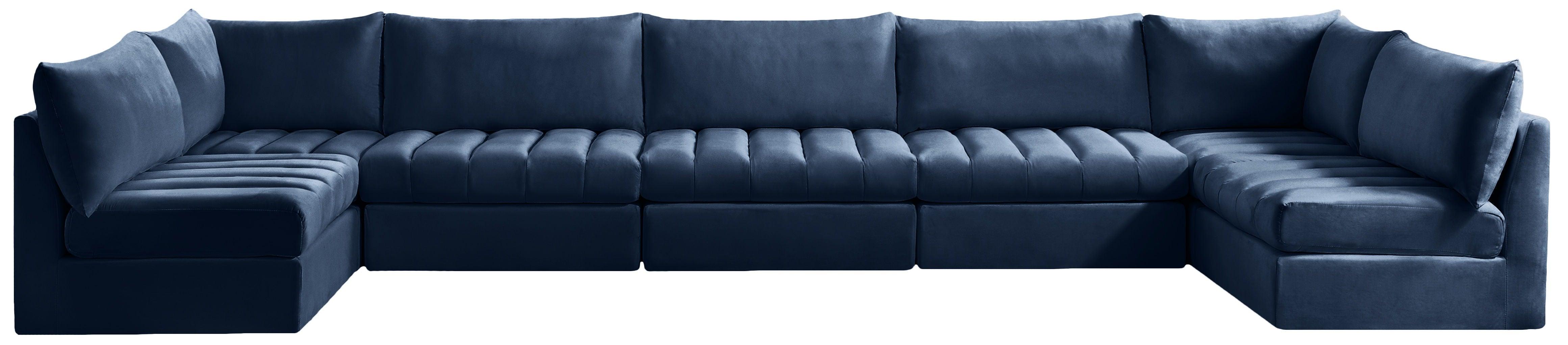 Meridian Furniture - Jacob - Modular Sectional 7 Piece - Navy - 5th Avenue Furniture