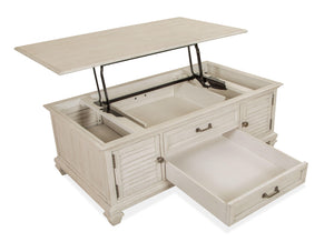 Magnussen Furniture - Newport - Lift Top Storage Cocktail Table (With Casters) - Alabaster - 5th Avenue Furniture