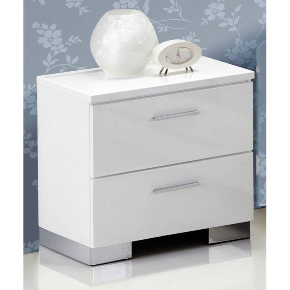 ACME - Lorimar - Nightstand - White & Chrome Leg - 5th Avenue Furniture