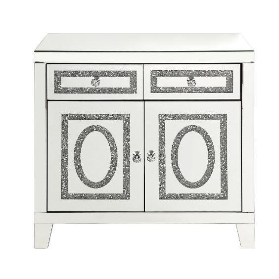 ACME - Noralie - Cabinet - Mirrored & Faux Diamonds - 5th Avenue Furniture