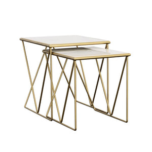 CoasterEssence - Bette - 2 Piece Nesting Table Set - White And Gold - 5th Avenue Furniture