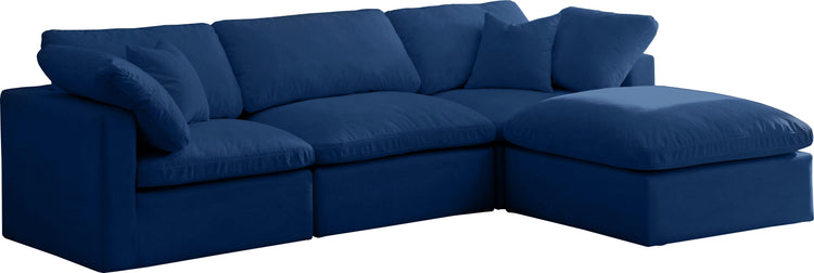 Meridian Furniture - Cozy - Modular Sectional 4 Piece Cloud - Navy - 5th Avenue Furniture