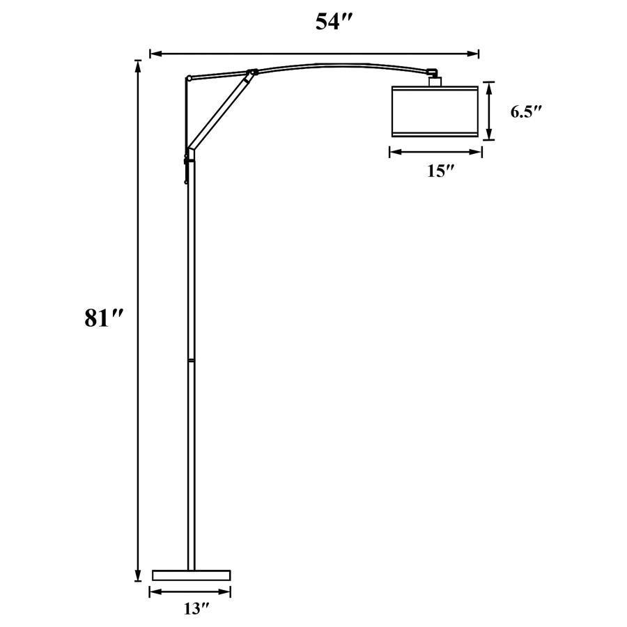 CoasterEveryday - Moniz - Adjustable Arched Arm Floor Lamp - Chrome And White - 5th Avenue Furniture