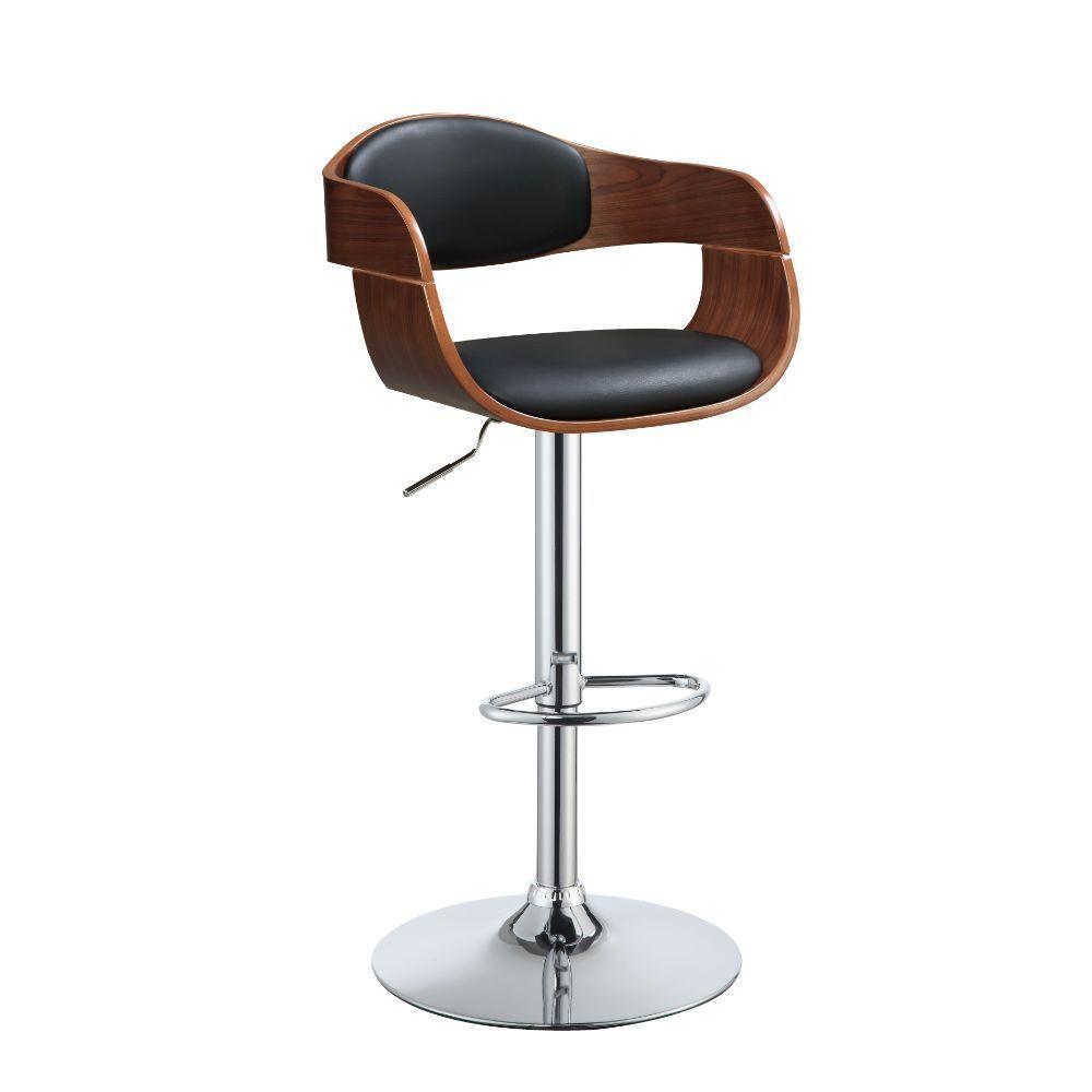 ACME - Camila - Stool - Black PU & Walnut - Metal - 44" - 5th Avenue Furniture