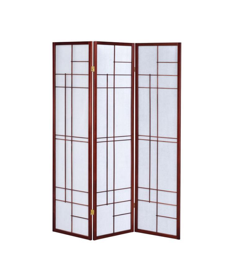 CoasterEveryday - Katerina - 3-Panel Folding Floor Screen - White And Cherry - 5th Avenue Furniture