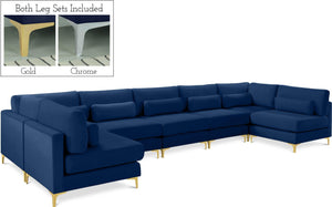 Meridian Furniture - Julia - Modular Sectional 7 Piece - Navy - 5th Avenue Furniture