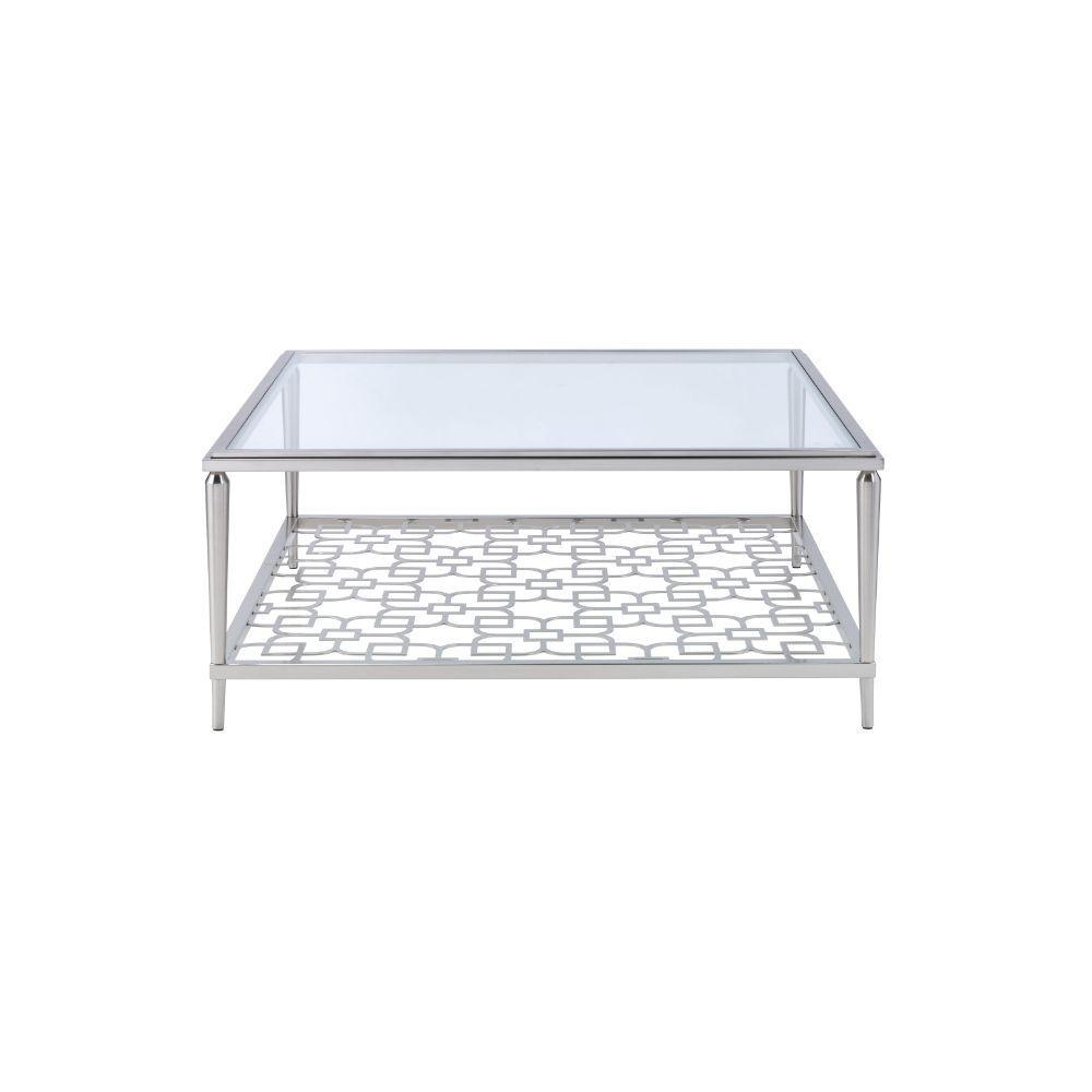 ACME - Naiya - Coffee Table - Nickel & Clear Glass - 5th Avenue Furniture