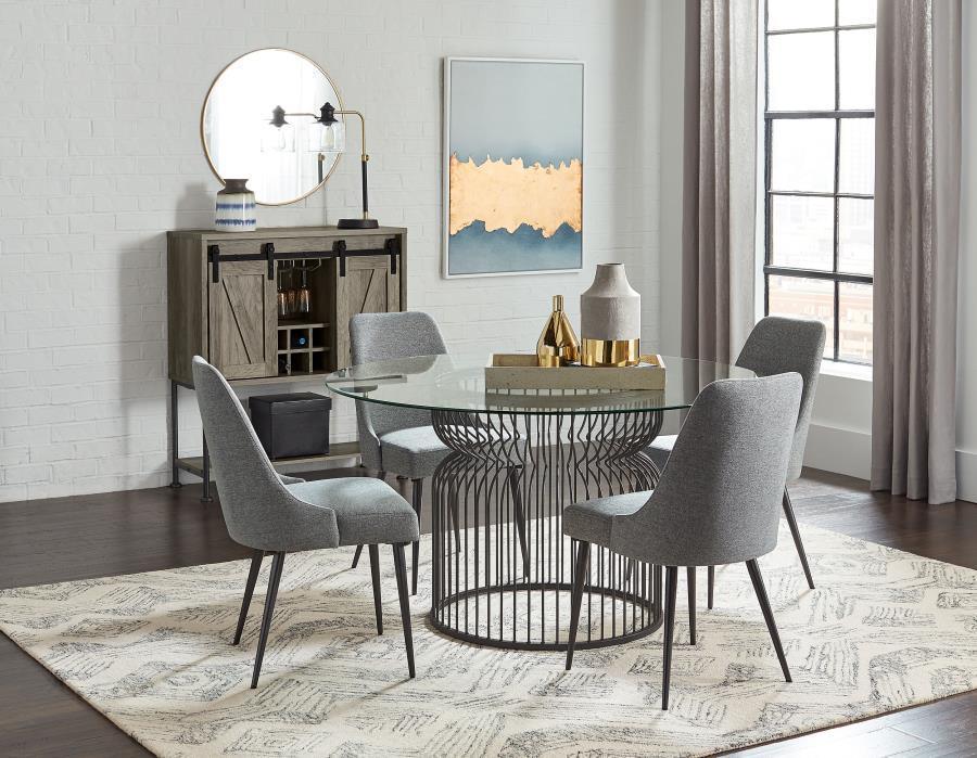 Coaster Fine Furniture - Granvia - Round Glass Top Dining Table - Clear And Gunmetal - 5th Avenue Furniture