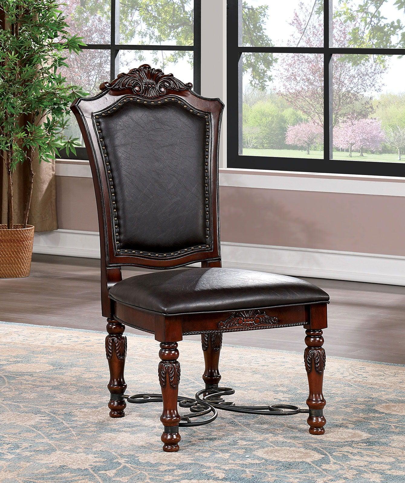Furniture of America - Picardy - Side Chair (Set of 2) - Brown Cherry / Black - 5th Avenue Furniture