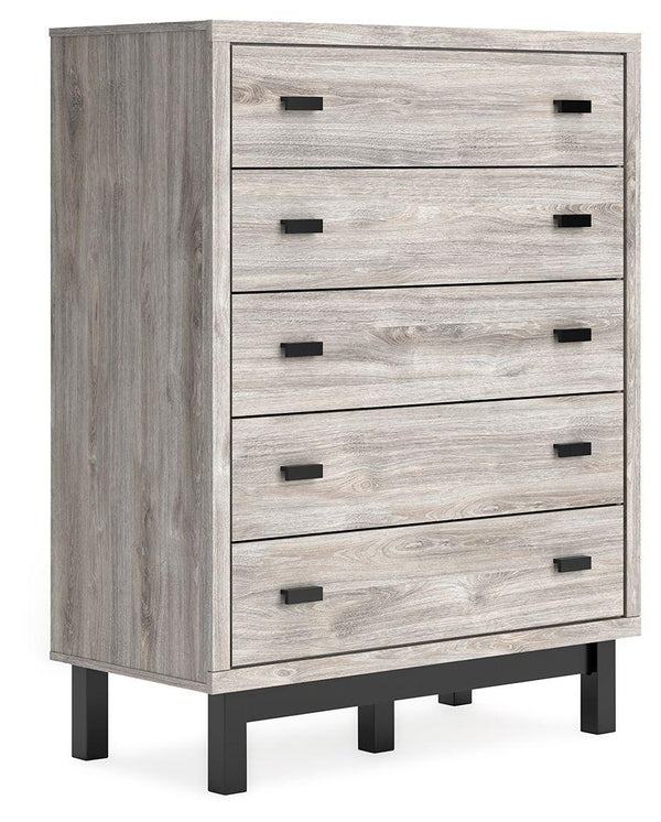 Signature Design by Ashley® - Vessalli - Black / Gray - Five Drawer Wide Chest - 5th Avenue Furniture