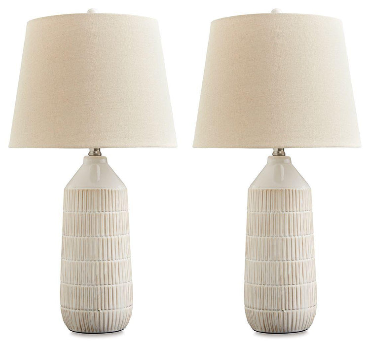 Signature Design by Ashley® - Willport - Off White - Ceramic Table Lamp (Set of 2) - 5th Avenue Furniture