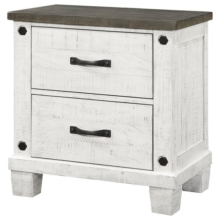 Coaster Fine Furniture - Lilith - 2-Drawer Nightstand - Distressed Gray And White - 5th Avenue Furniture