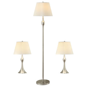 CoasterEssence - Griffin - 3 Piece Slender Lamp Set - Brushed Nickel - 5th Avenue Furniture