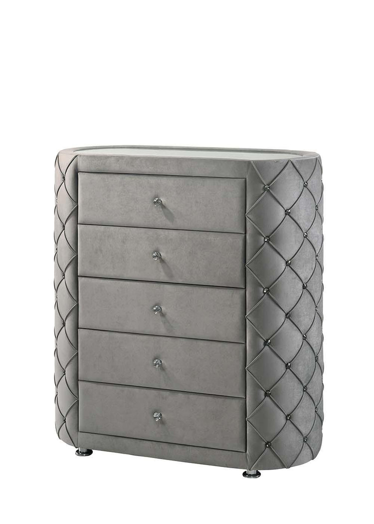 ACME - Perine - Chest - Gray Velvet - 5th Avenue Furniture