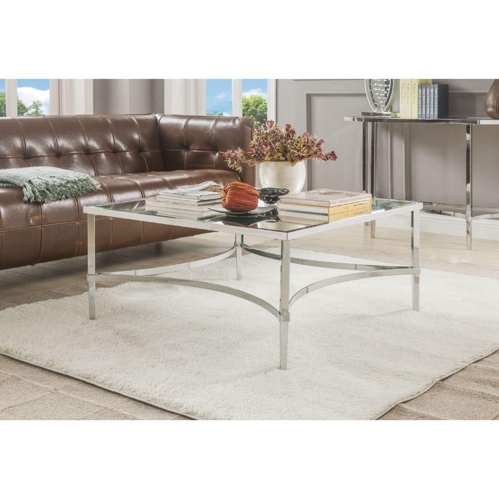 ACME - Petunia - Coffee Table - Chrome & Mirror - 5th Avenue Furniture