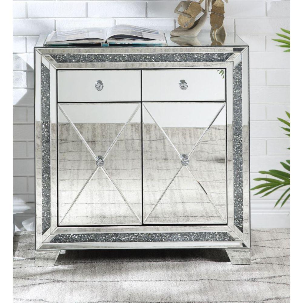 ACME - Noralie - Accent Table - Mirrored & Faux Diamonds - 5th Avenue Furniture
