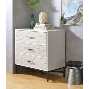 ACME - Uma - Accent Table - White & Weathered Wood Pattern - 33" - 5th Avenue Furniture