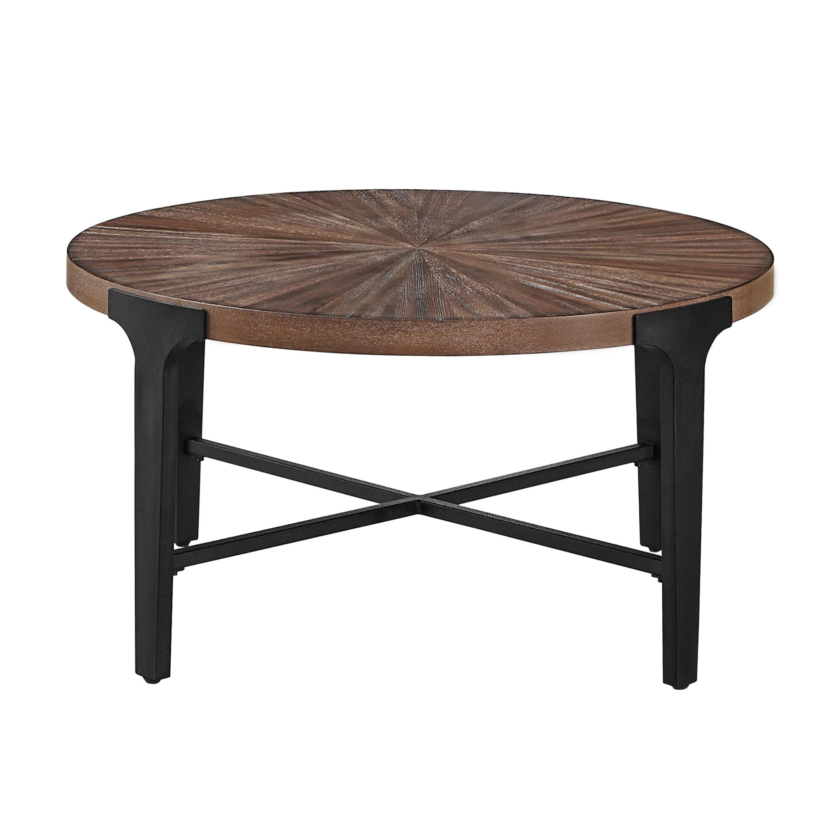 Steve Silver Furniture - Chevron - Round Cocktail Table - Brown - 5th Avenue Furniture