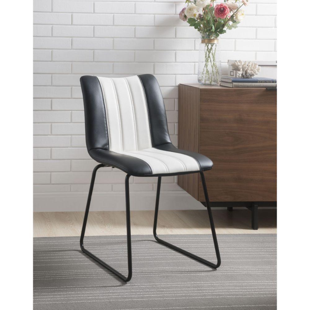 ACME - Muscari Accent Chair - Black/White PU & Black - 5th Avenue Furniture