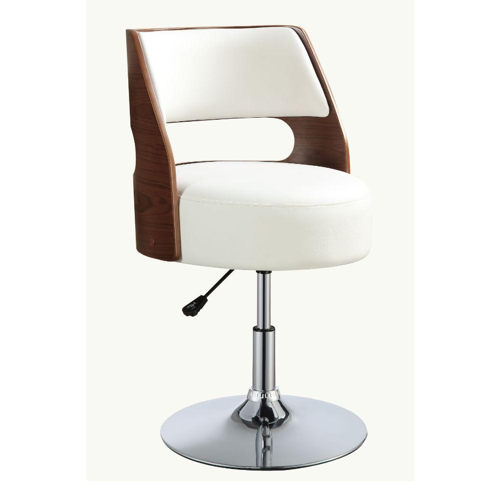 ACME - Camila - Stool - White PU & Walnut - 35" - 5th Avenue Furniture