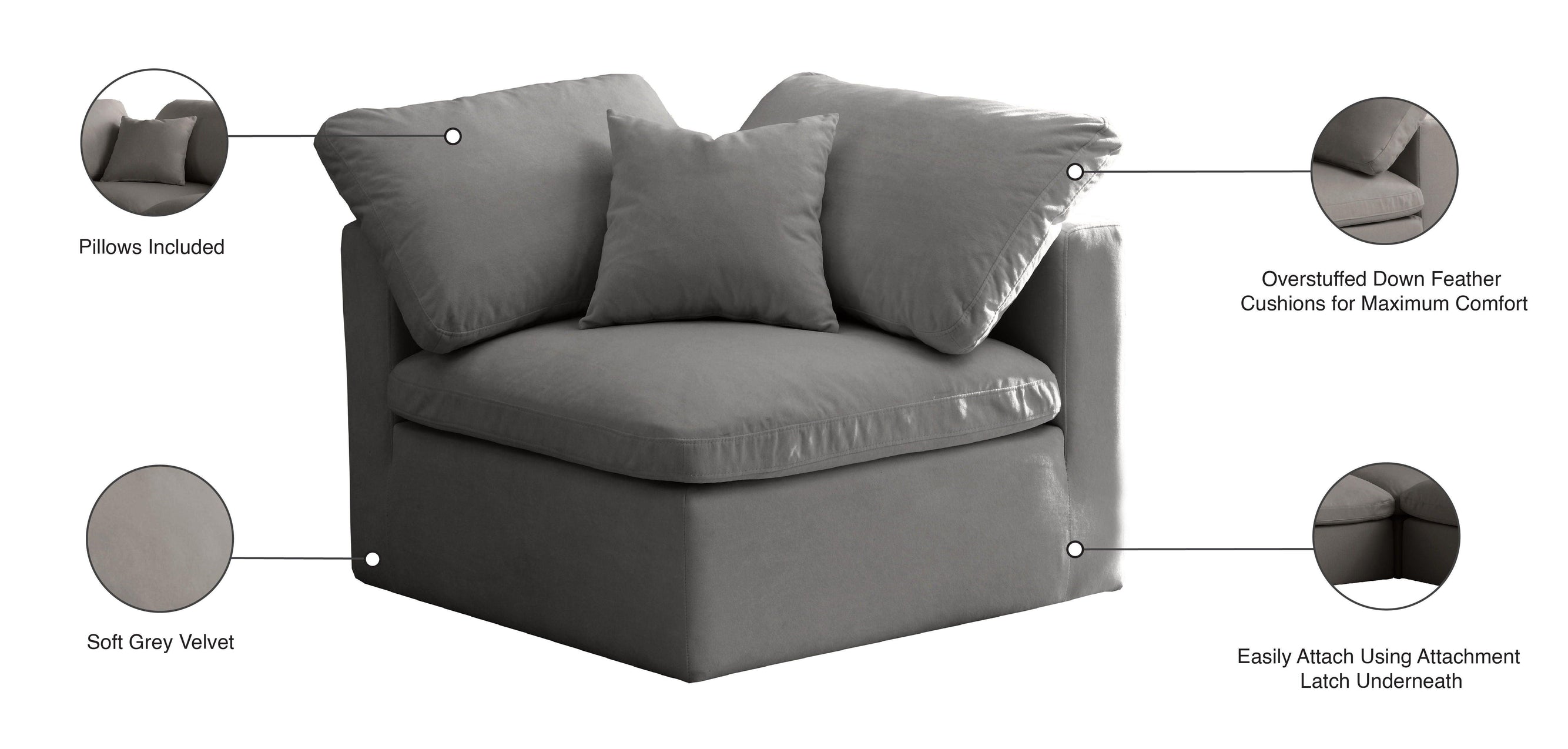 Meridian Furniture - Plush - Modular Corner Chair - 5th Avenue Furniture