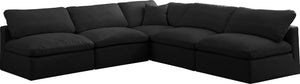 Meridian Furniture - Plush - Velvet Standart Comfort 5 Piece Modular Sectional - Black - Fabric - 5th Avenue Furniture