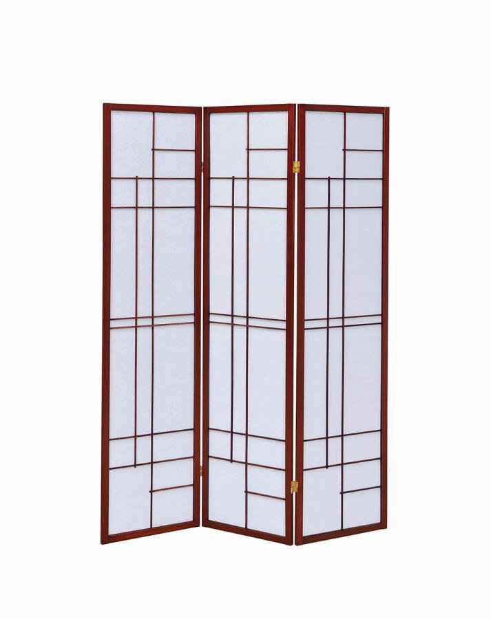 CoasterEveryday - Katerina - 3-Panel Folding Floor Screen - White And Cherry - 5th Avenue Furniture