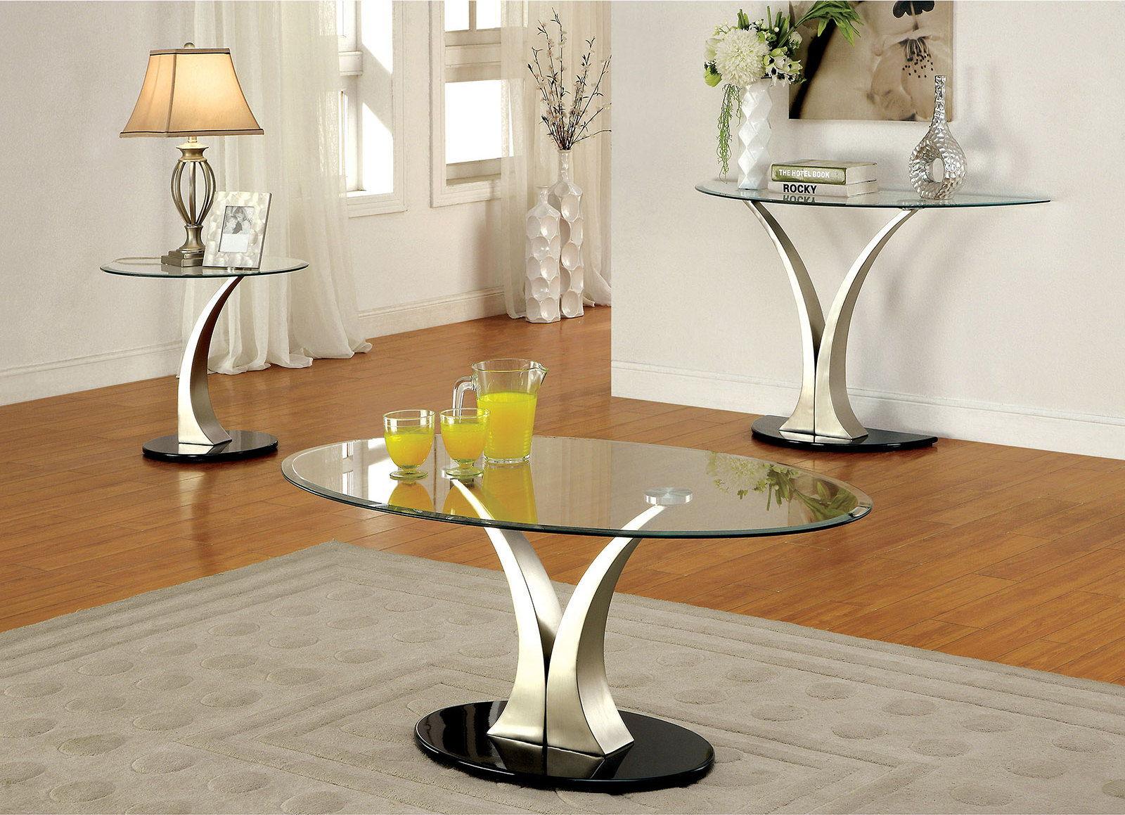 Furniture of America - Valo - End Table - Satin Plated / Black - 5th Avenue Furniture