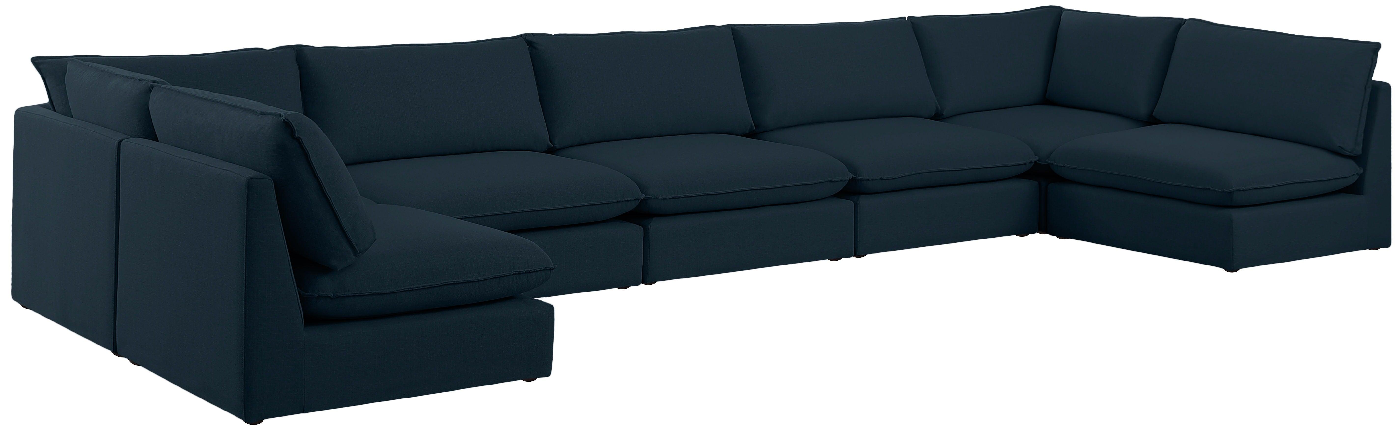 Meridian Furniture - Mackenzie - Modular Sectional 7 Piece - Navy - Fabric - 5th Avenue Furniture