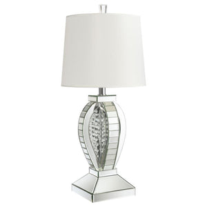 CoasterElevations - Klein - Table Lamp With Drum Shade - White And Mirror - 5th Avenue Furniture