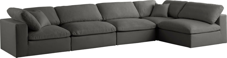 Meridian Furniture - Plush - Velvet Standart Comfort Modular Sectional 5 Piece - Grey - 5th Avenue Furniture