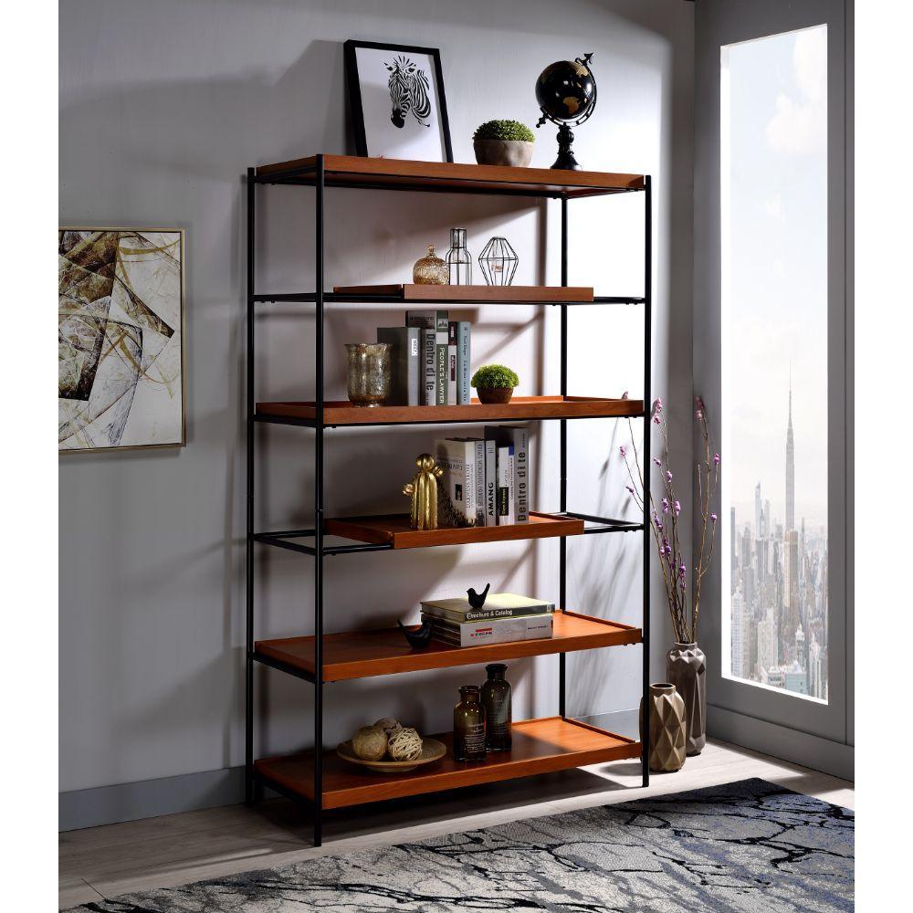 ACME - Oaken - Bookshelf - Honey Oak & Black - 5th Avenue Furniture