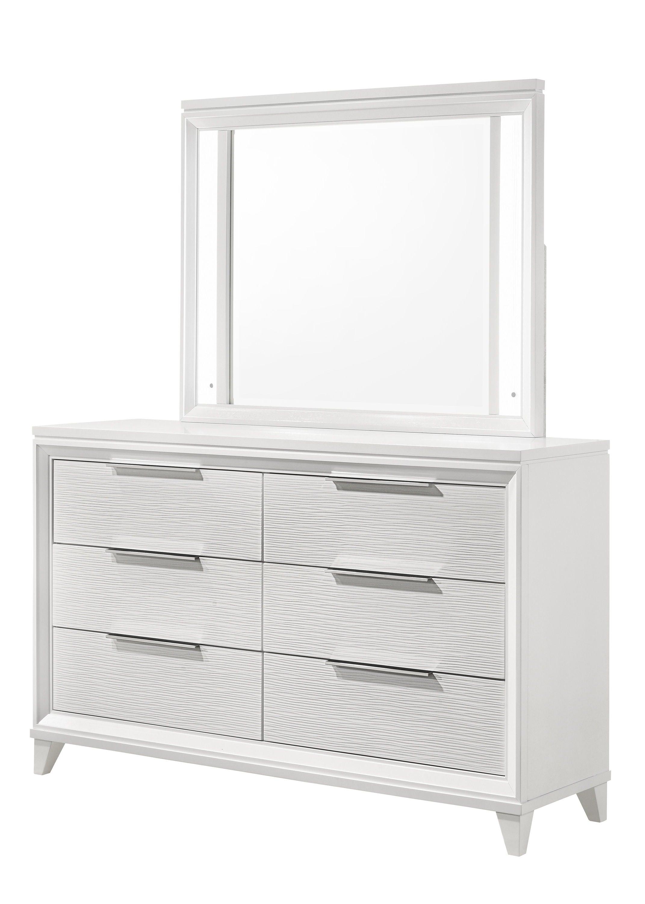 Crown Mark - Cressida - Dresser And Mirror - White - 5th Avenue Furniture