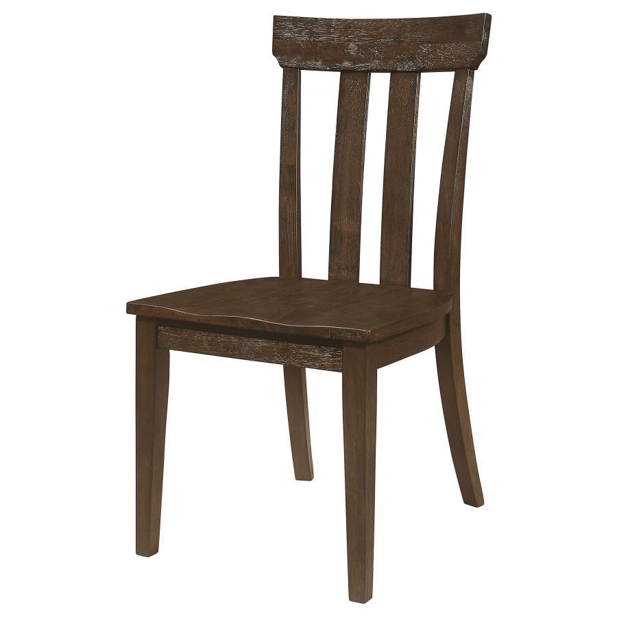 Coaster Fine Furniture - Reynolds - Slat Back Dining Side Chair - Brown Oak (Set of 2) - 5th Avenue Furniture