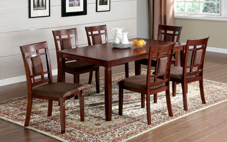 Furniture of America - Montclair - 7 Piece Dining Table Set - Dark Cherry / Brown - 5th Avenue Furniture