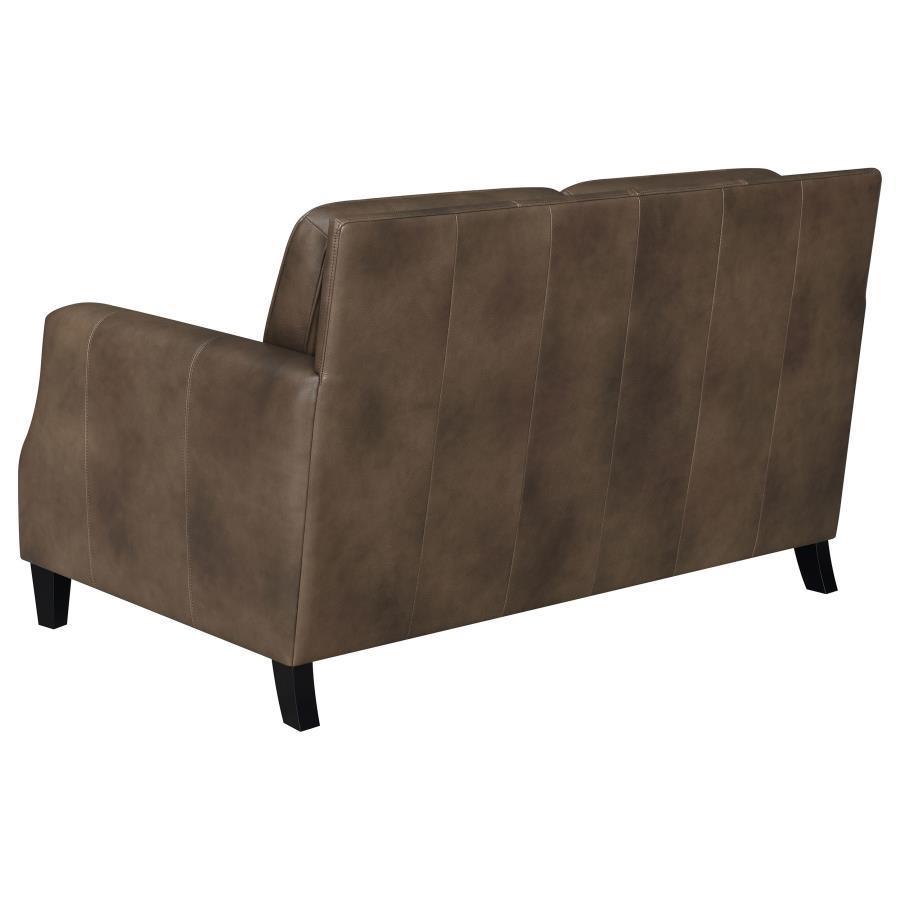 CoasterElevations - Leaton - Upholstered Recessed Arms Loveseat - Brown Sugar - 5th Avenue Furniture