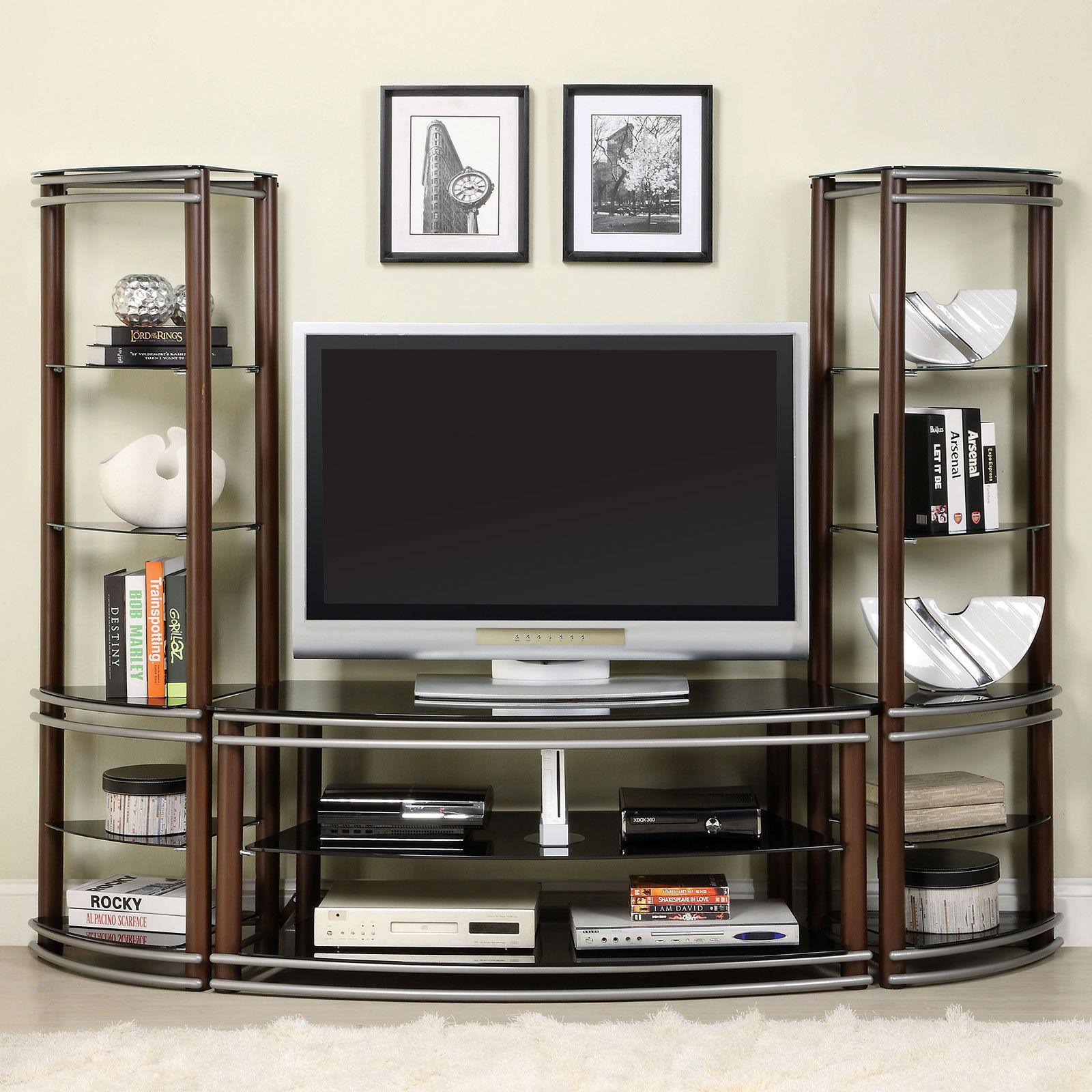 Furniture of America - Silver Creek - TV Console - Brown / Silver - 5th Avenue Furniture