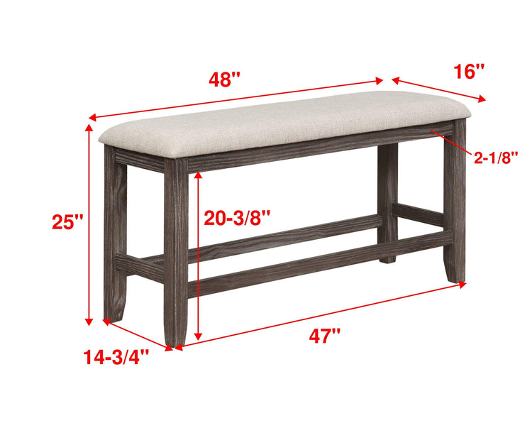 Crown Mark - Regent - Cntr Height Bench - Charcoal Black - 5th Avenue Furniture