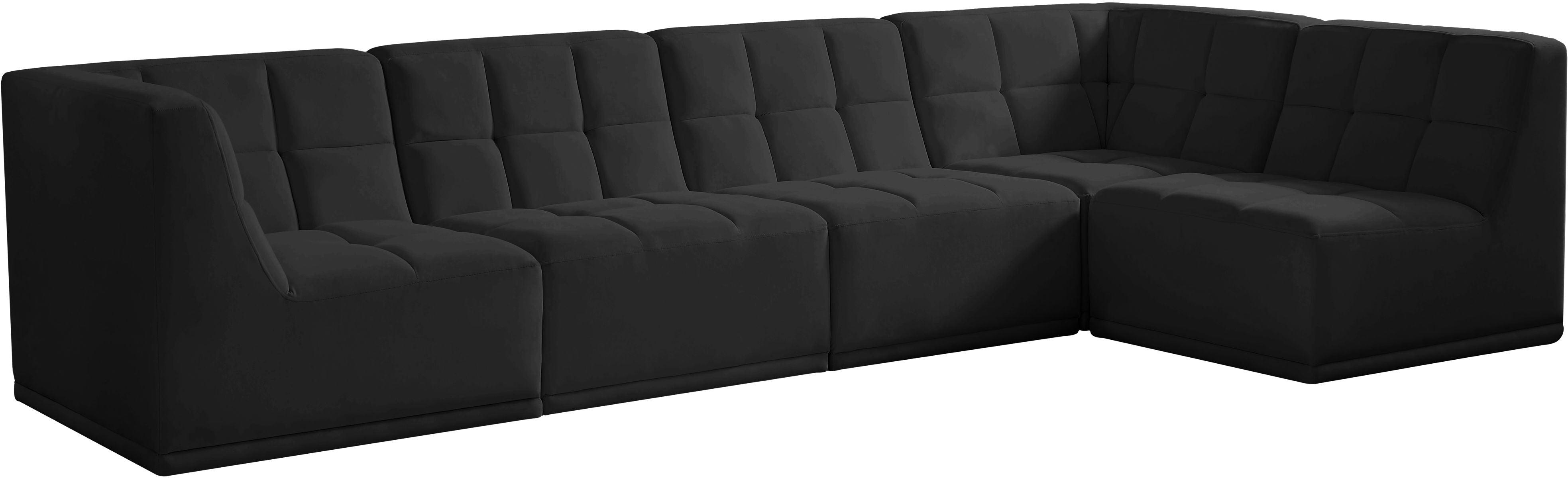 Meridian Furniture - Relax - Modular Sectional 5 Piece - Black - Fabric - 5th Avenue Furniture