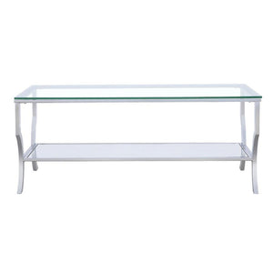 CoasterEssence - Saide - Rectangular Coffee Table With Mirrored Shelf - Chrome - 5th Avenue Furniture
