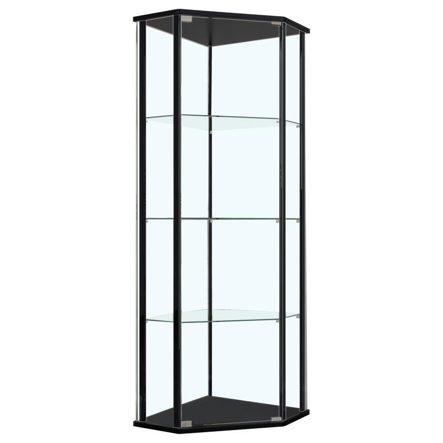 CoasterEssence - Zenobia - Glass Shelf Curio Cabinet - Clear And Black - 5th Avenue Furniture