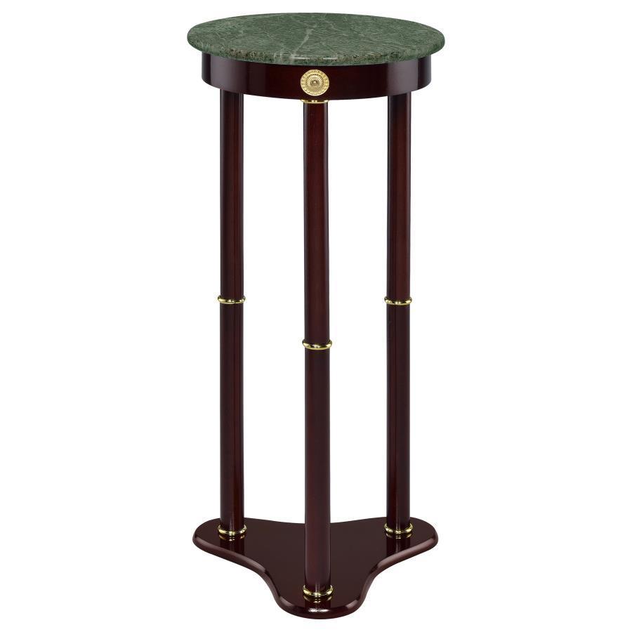 CoasterEveryday - Edie - Round Marble Top Accent Table - Merlot - 5th Avenue Furniture