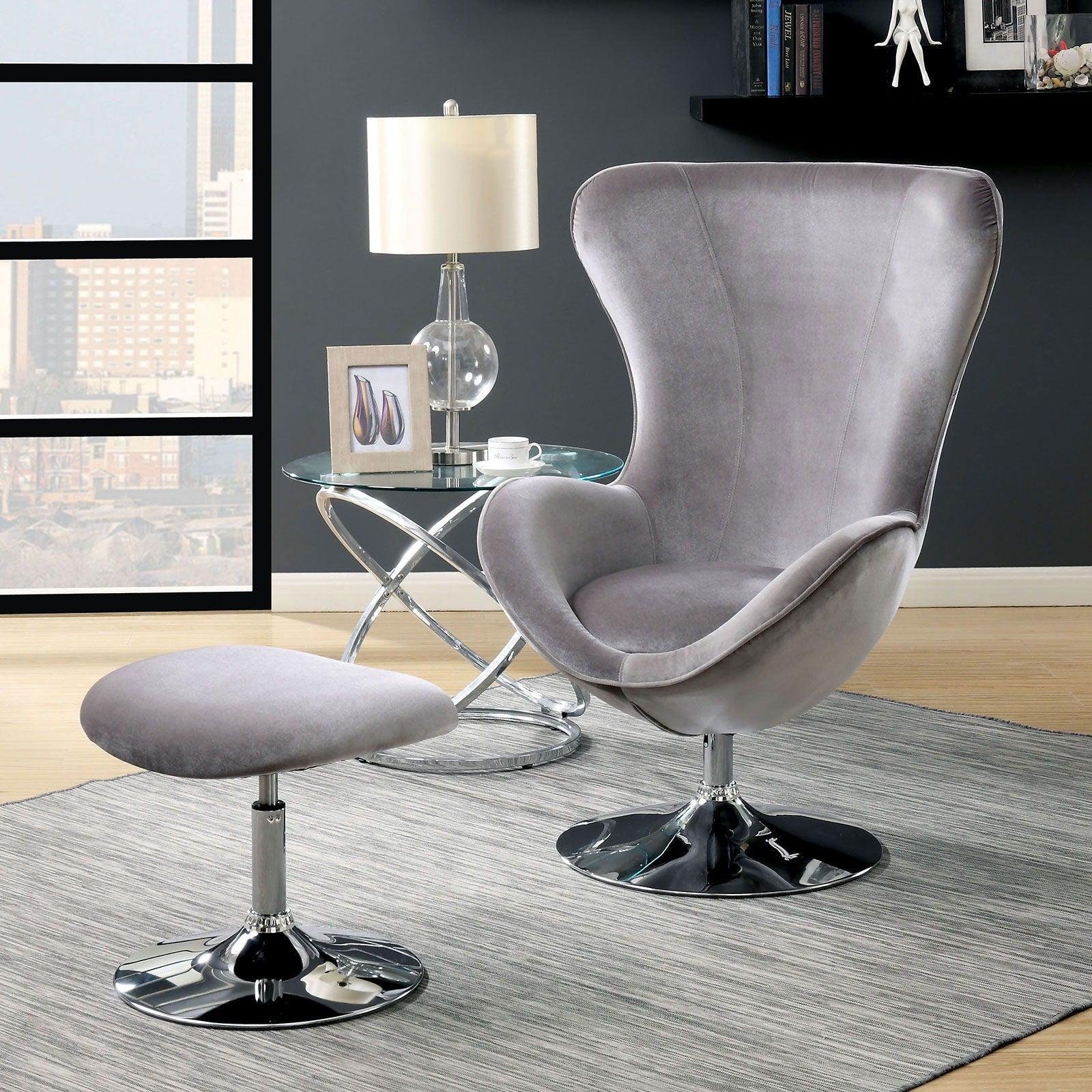 Furniture of America - Shelia - Accent Chair With Ottoman - Gray - 5th Avenue Furniture
