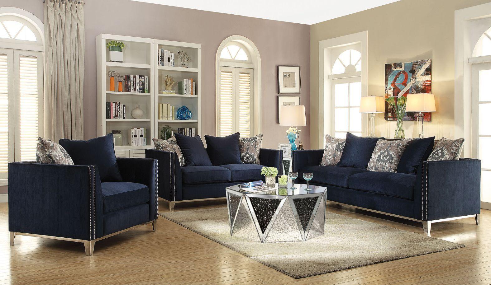ACME - Phaedra - Sofa - Blue Fabric - 5th Avenue Furniture