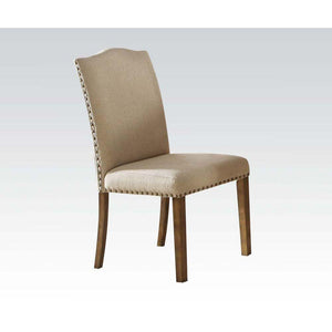 ACME - Parker - Side Chair (Set of 2) - Khaki Linen & Salvage Oak - 5th Avenue Furniture